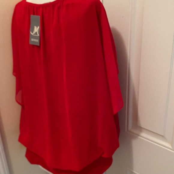 JM Collection Red Flutter Sleeve Top Size M NWT New - Picture 5 of 12